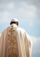 Clergy figure in ornate robe: religious ceremony and tradition