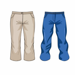 Casual Pants and Jeans Illustration. Vector Image