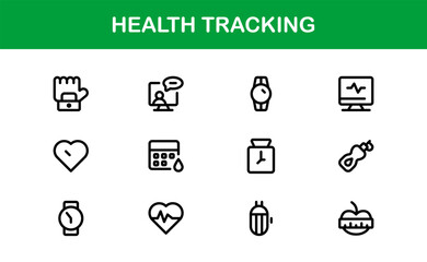 Minimalist Health Tracker Icons. Perfect for Fitness, Medical Records, and Digital Wellness Designs