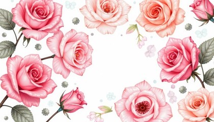Delicate watercolor roses repeat in soft blush hues , repeating, print, aesthetic