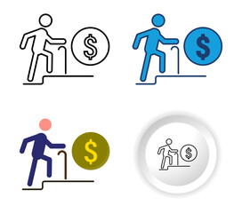Modern and professional Retirement icons designed in four different styles, flat, outline, glyph and minimal button. Perfect for personal finance projects, banking apps, etc.