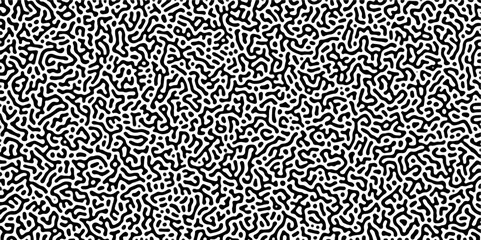 Organic seamless patterns with rounded lines Diffusion reaction background. Monochrome background of natural organic forms motion. Overlay template abstract Turing organic wallpaper background.