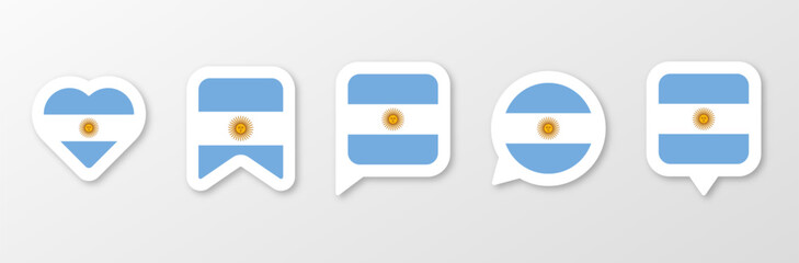 Argentina flag icons in modern shapes