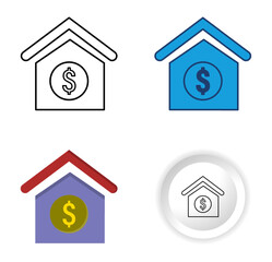 Modern and professional Mortgage icons designed in four different styles, flat, outline, glyph and minimal button. Perfect for personal finance projects, banking apps, etc.