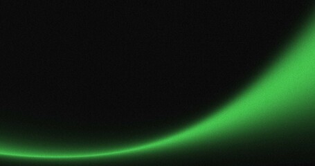 Abstract green glow curve on black background.