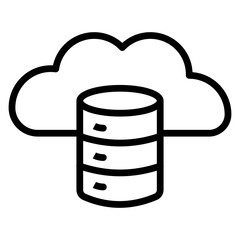 Cloud Storage Vector Line Icon Design