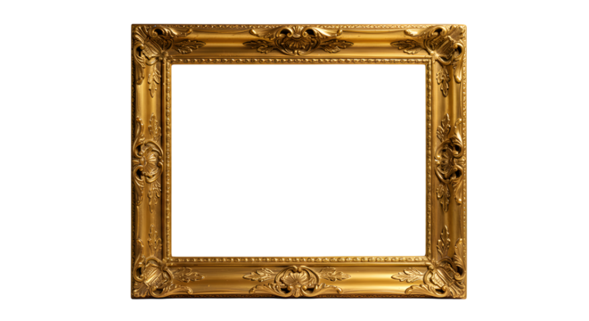 antique gold frame isolated on white background