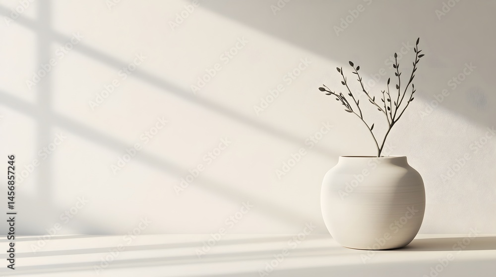 Poster minimalist composition with soft light reflections on a neutral backdrop
