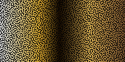 Abstract Reaction-diffusion Turing pattern natural texture golden gradient color scheme. Linear design with biological algorithm psychedelic background. Reaction-diffusion or truing patter	