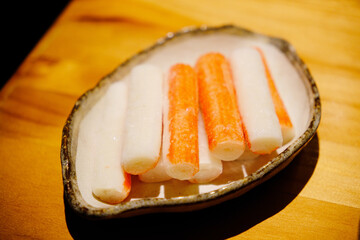 Crab stick food close up