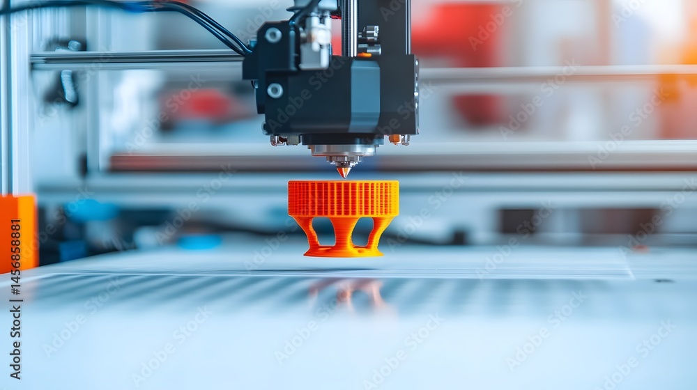 Poster 3d printer creating a mechanical part