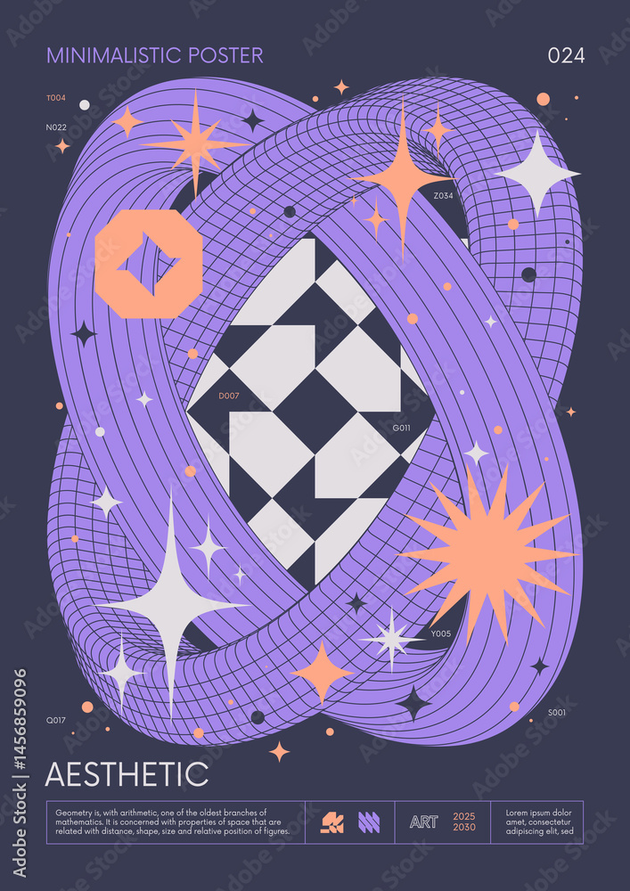 Poster modern abstract poster, raster version of high quality and resolution, artwork with geometric postmo