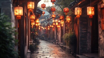 Ancient Chinese alleyway, lantern-lit (1)