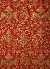 Intricate red & gold damask, regal seamless vector pattern , royal, scroll