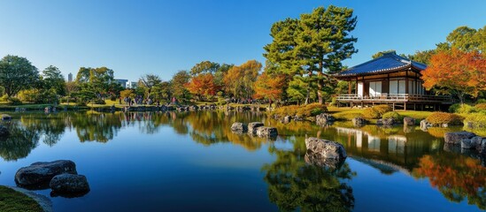 Obraz premium Tranquil Japanese Garden in Autumn