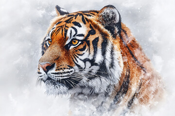 Obraz premium watercolor tiger portrait,