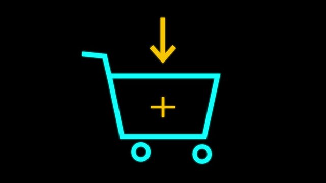 Shopping Cart Arrow Animation Icon. Sale, Buy and Add to Cart. Shop Concept