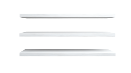 a white shelf with three shelves on it