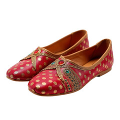 Traditional Indian Jutti Shoes on Transparent Background