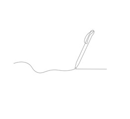 continuous line drawing of thin strokes of pen writing waves,white background, Pencil symbol of learning concept in simple style. Contour icon. Scribble vector