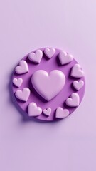 A close up of a purple heart shaped object on a purple surface.