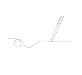 continuous line drawing of thin strokes of pen writing waves,white background, Pencil symbol of learning concept in simple style. Contour icon. Scribble vector
