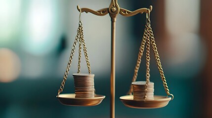 Coins balancing on scales symbolizing financial stability and investment strategy