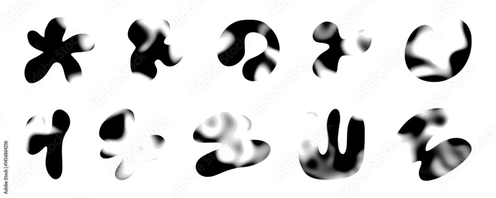 Poster liquid abstract shapes with highlights and halftones create a mesmerizing interplay of light and for