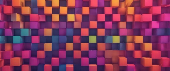 Fototapeta premium Abstract geometric square pattern, vibrant color gradients, squares, bright, dark