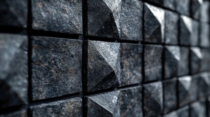 Naklejka premium Dark gray textured square tiles