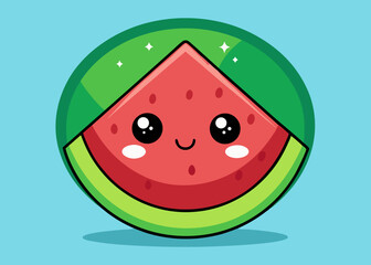Cute Cartoon Watermelon Slice Summer Fruit Illustration