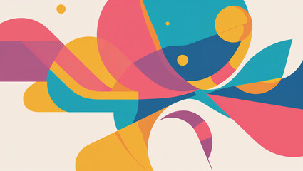 Colorful abstract geometric composition with overlapping shapes and modern artistic design