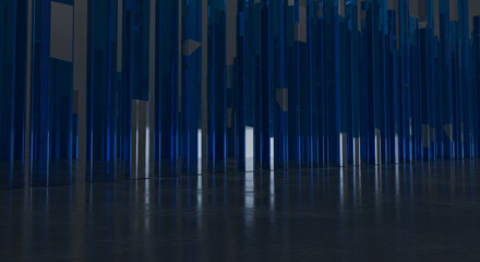 Naklejka premium Deep blue architectural pillars with rhythmic spacing