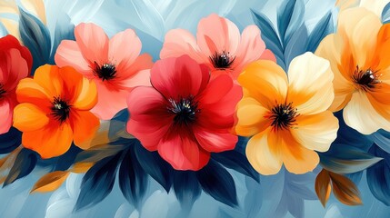 Obraz premium Vibrant Floral Masterpiece: A Symphony of Colors in Oil Painting