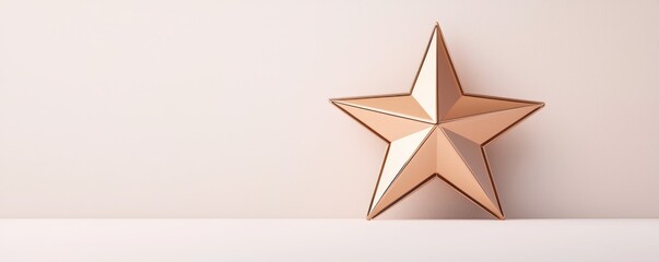 A metallic gold 3D star decoration sits against a light, minimalist background, casting soft shadows.