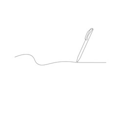 continuous line drawing of thin strokes of pen writing waves,white background, Pencil symbol of learning concept in simple style. Contour icon. Scribble vector