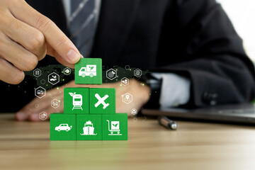 Green logistics or Sustainable transport. Air, sea, and land transportation with clean energy...
