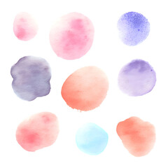 Blobby watercolor marks, soft pastel tones