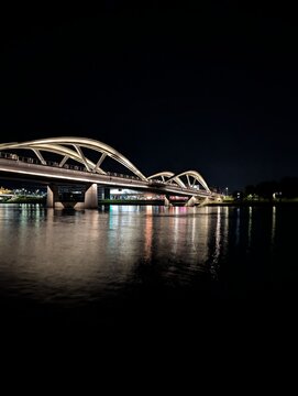 Br&uuml;cke, Fluss, Linz, Wasser, Nacht,