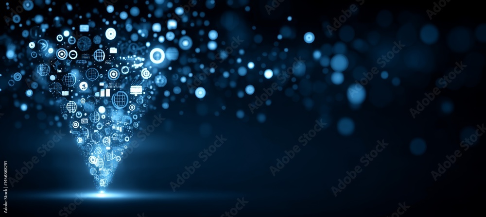 Poster Networking user icon connect structure. Technology wireless server communication system. Team social linked global digital database. Generative AI technology.	
