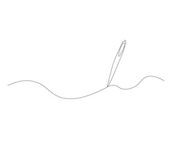 Classic pen continuous line drawing. White background. Pen icon. Back to school or college concept. Education, learning knowledge for humanity. 
