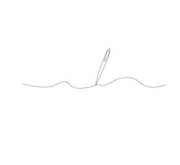 Classic pen continuous line drawing. White background. Pen icon. Back to school or college concept. Education, learning knowledge for humanity. 