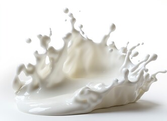 Milk splash isolated on a white background, high-resolution photography, realistic photo, stock photo. generative ai