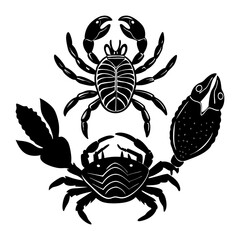 Sea Creature Silhouette Vector Set
