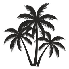 Silhouettes of Tropical Palm Trees Against a White Background