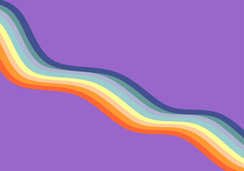 Colorful abstract retro lines flowing across a minimalist background, evoking a sense of motion and...
