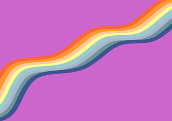 Colorful abstract retro lines flowing across a minimalist background, evoking a sense of motion and vintage charm.