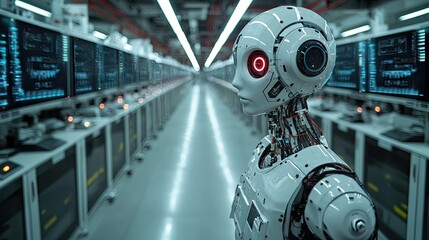 Fototapeta premium Futuristic cyborg illustration depicting artificial intelligence and advanced technology