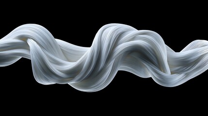 Elegant White Swirling Silk on Black Background.