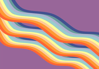 Colorful abstract retro lines flowing across a minimalist background, evoking a sense of motion and vintage charm.